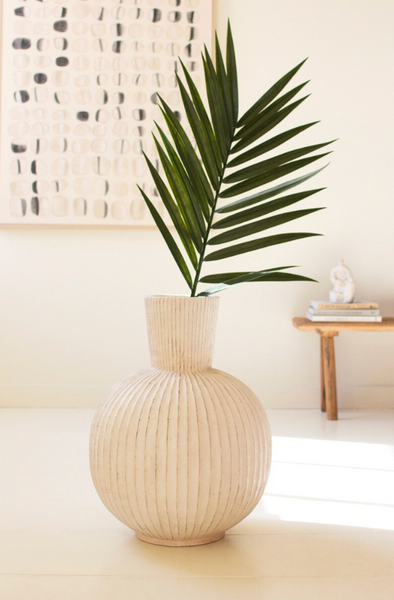 Tall Stone Fluted Bulb Vase