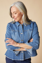 Stretch Medium Denim Peplum Jacket