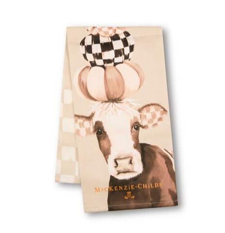 Mocha Cow Printed Dish Towel