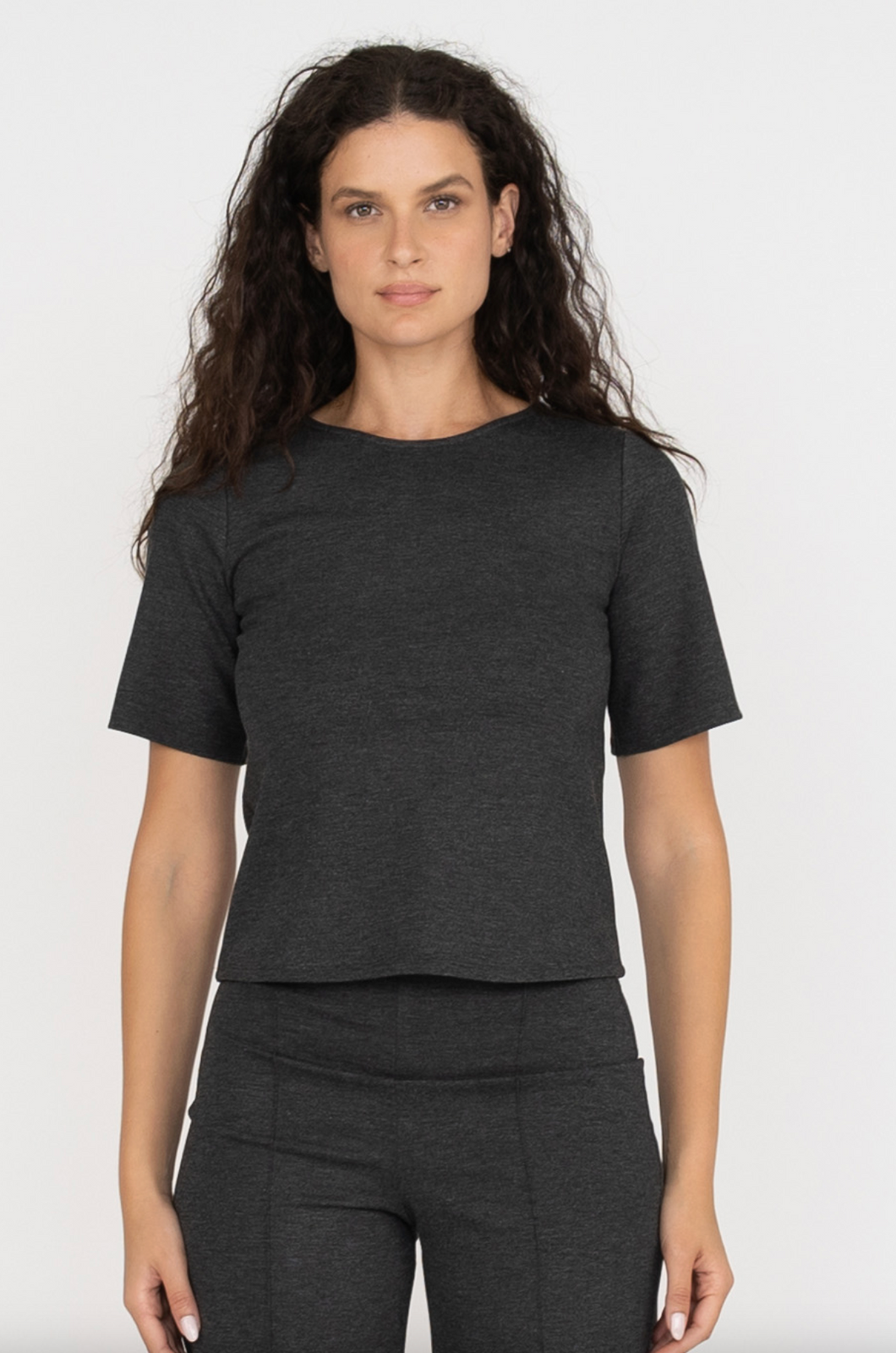Ponte Knit Short Sleeve Extended Top