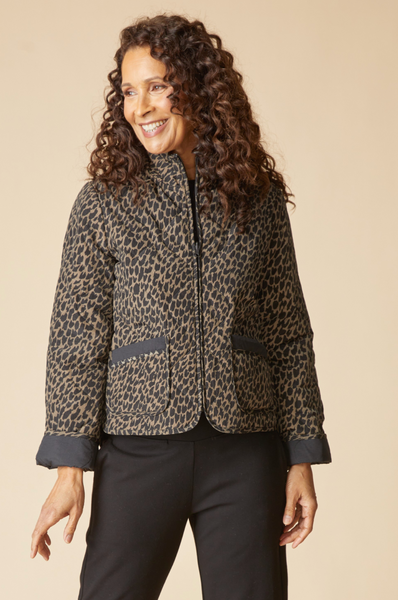 Reversible Print Quilted Puffer Coat