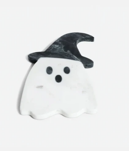 Ghost with Witch Hat Marble Charcuterie Board