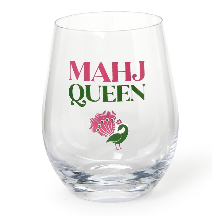 Mahj Queen Stemless Wine Glass
