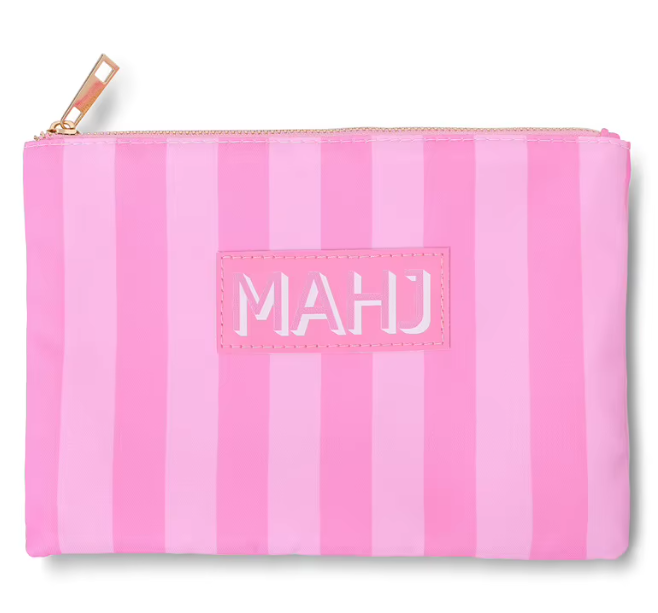Pink Stripe Mahjong Card Accessory Bag