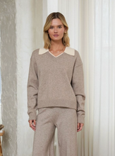Ribbed Collar V Neck Sweater