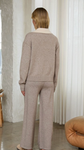 Ribbed Collar V Neck Sweater