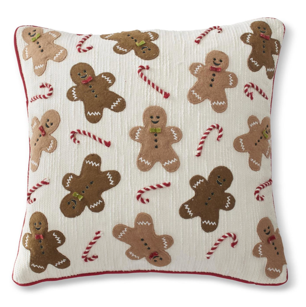 Candy Cane and Gingerbread Men Pillow