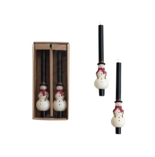 Snowman Taper Candles, Set of 2