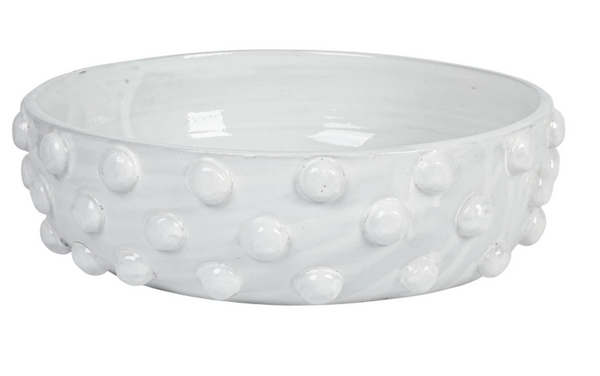 White Terra Cotta Raised Dot Bowl