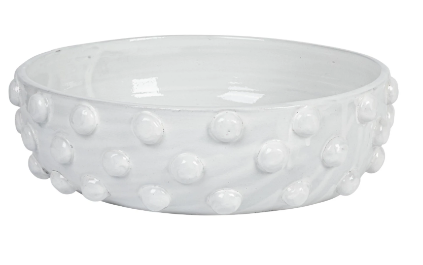 White Terra Cotta Raised Dot Bowl