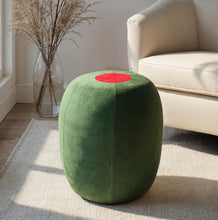 Cotton Velvet Upholstered Olive Stool