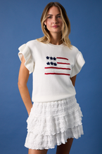 Flag Ruffle Sleeve Sweater