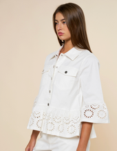 Floral Embroidery Hem Peplum Top