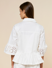 Floral Embroidery Hem Peplum Top