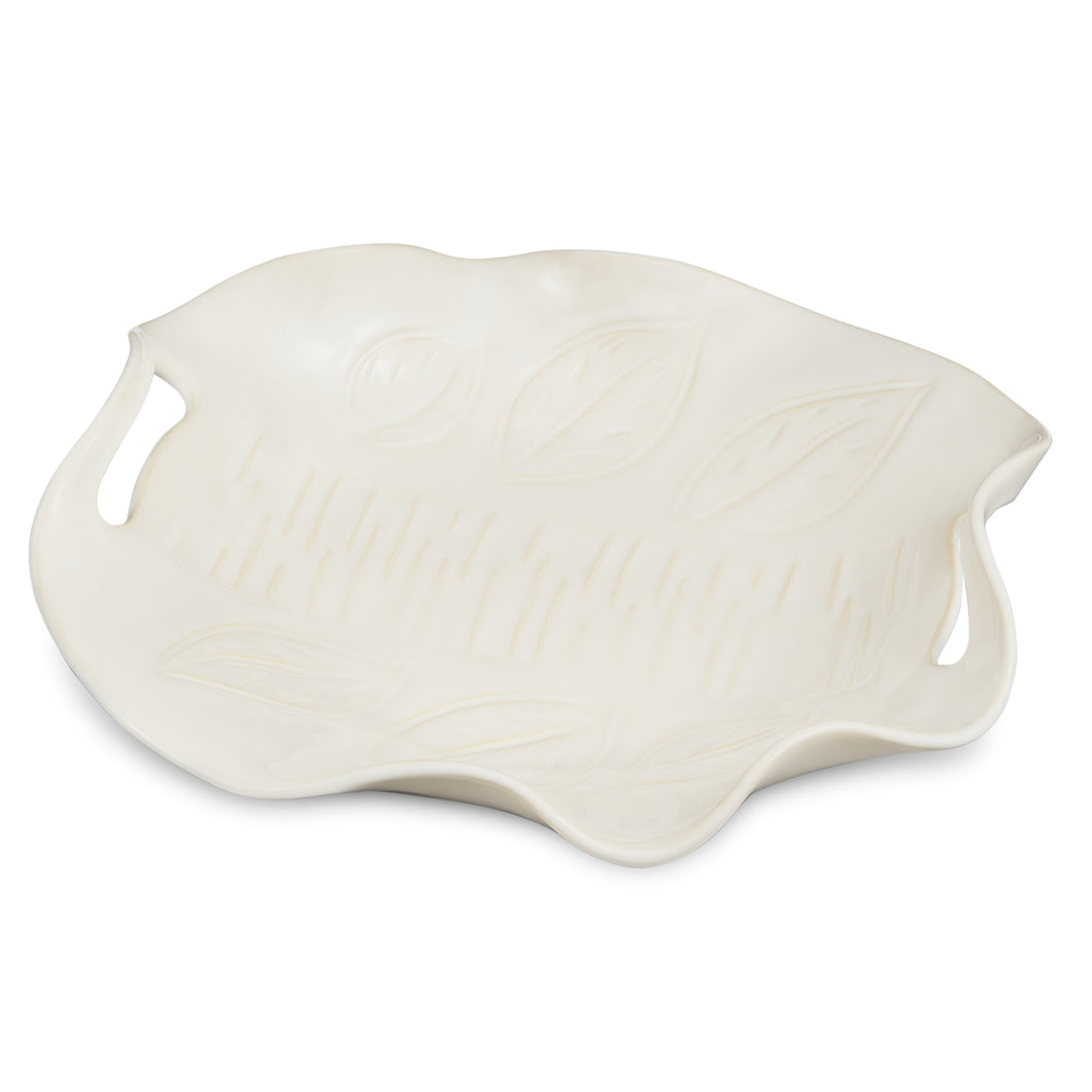 Platter with Cut Out Handles-Simply White