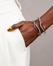 Solanales Silver Crystal Intertwined Cuff Bracelet