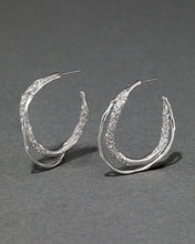 Solanales Silver Crystal Twist Hoop Earring