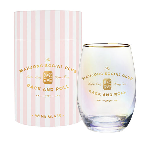 Mahjong Social Club Stemless Wine Glass