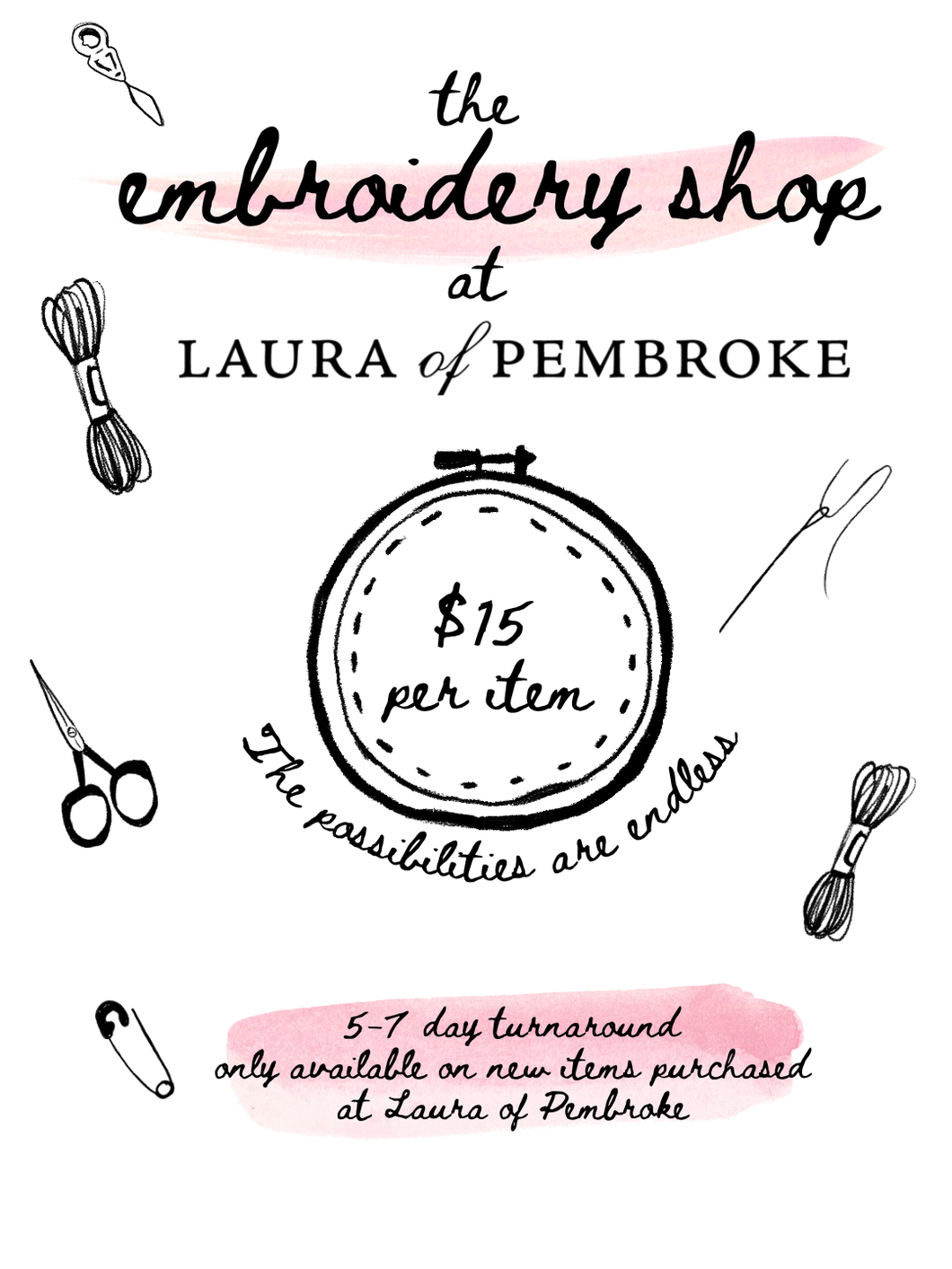 Embroidery fee