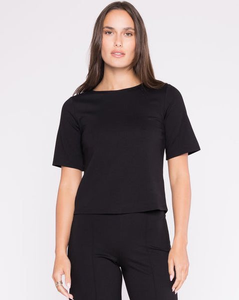 Ponte Knit Short Sleeve Extended Top