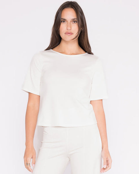 Ponte Knit Short Sleeve Extended Top