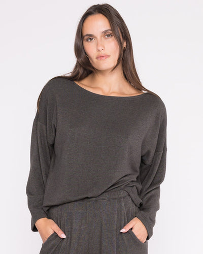 Sweater Knit Boat Neck Top