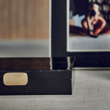 BLACK BONE BOX WITH BRASS KNOB