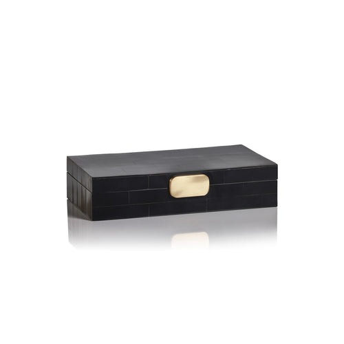 BLACK BONE BOX WITH BRASS KNOB