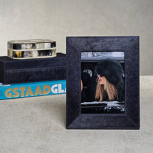 Corviglia Hair On Hide 5x7 Navy Leather Frame