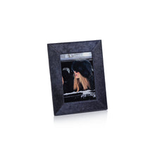 Corviglia Hair On Hide 5x7 Navy Leather Frame