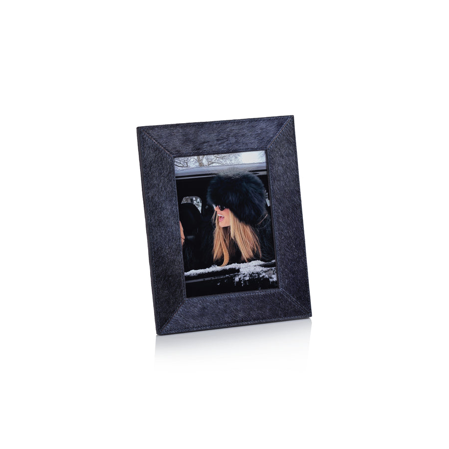Corviglia Hair On Hide 5x7 Navy Leather Frame