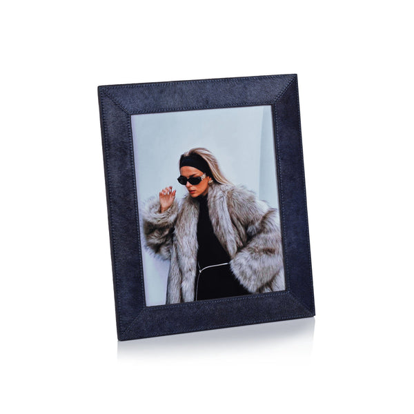 Corviglia Hair On Hide 8x10 Navy Leather Frame