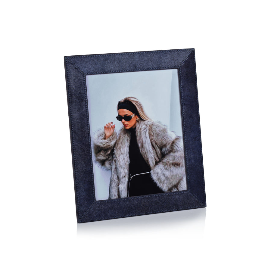 Corviglia Hair On Hide 8x10 Navy Leather Frame