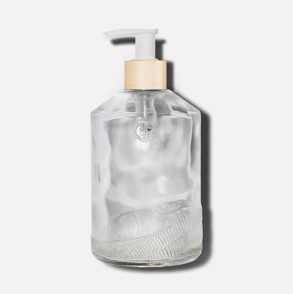Empty Glass Bottle Clear, White Pump