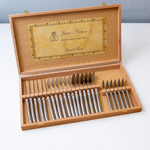Laguiole 24pc Flatware set, Stainless Steel in Wood Presentation Box