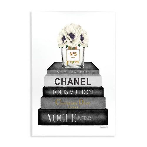 Monochrome Fashion Designer Bookstack Wall Plaque 13x19