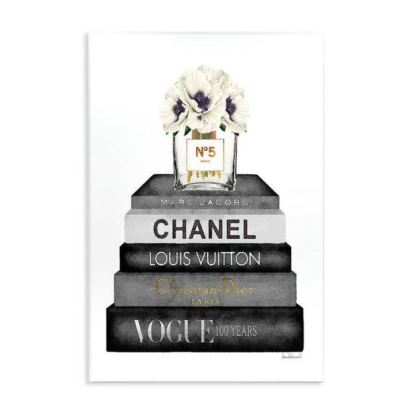 Monochrome Fashion Designer Bookstack Wall Plaque 13x19