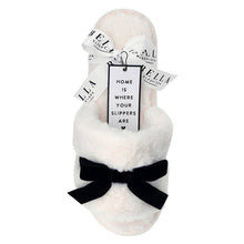 Ivory Plush Velvet Bow Slipper