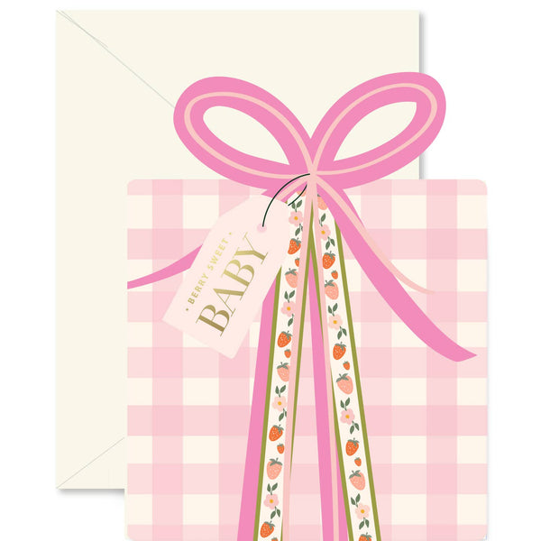 Pink Gingham Baby Gift Card