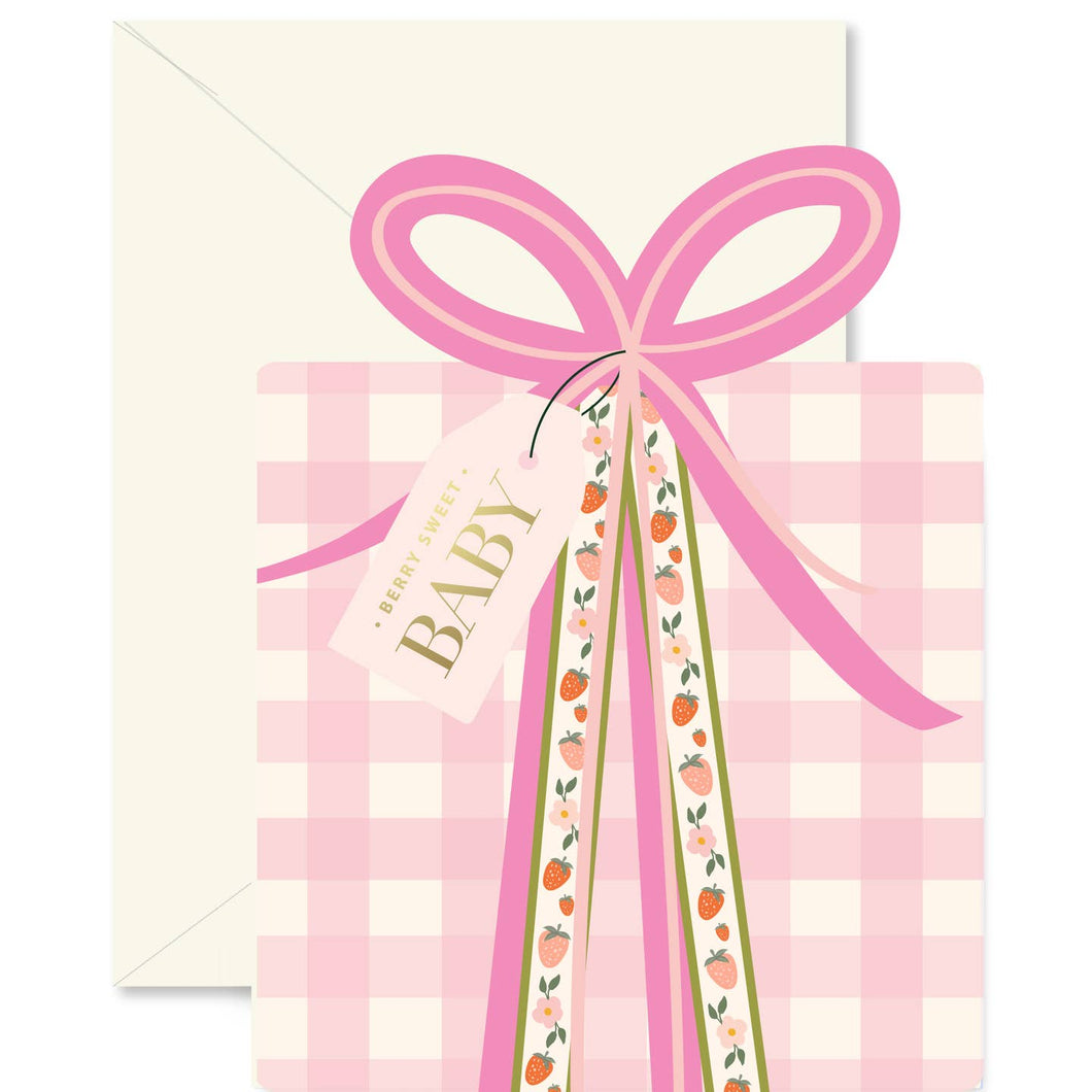 Pink Gingham Baby Gift Card