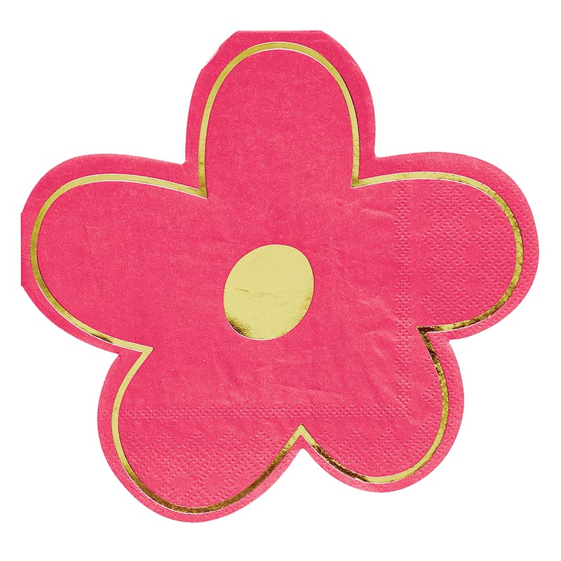 COCKTAIL NAPKIN- DIE CUT PINK FLOWER