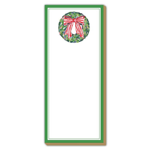 Green Wreath with Red Bow Solid Green Border Luxe Skinny Pad