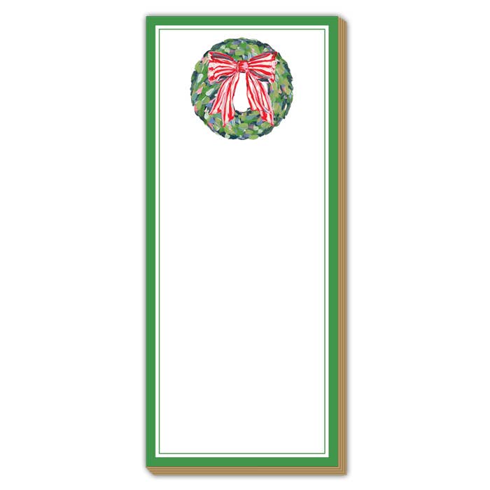 Green Wreath with Red Bow Solid Green Border Luxe Skinny Pad