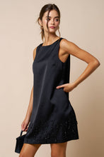 Beaded Detail Satin Sleeveless Dress