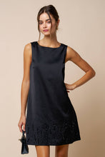 Beaded Detail Satin Sleeveless Dress