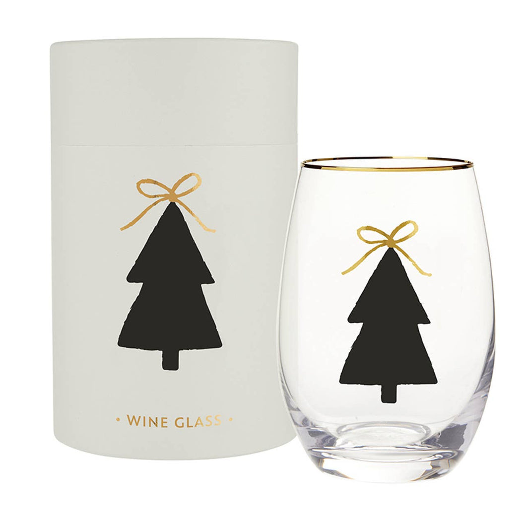 Bow Tree Stemless Wine Glass