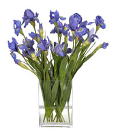 IRIS, BLUE, RECT GLASS VASE 28"