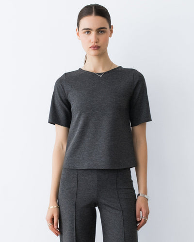 Ponte Knit Short Sleeve Extended Top