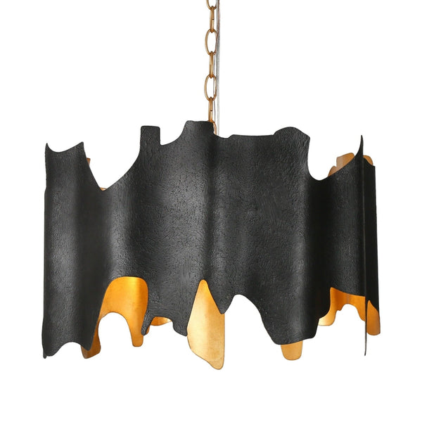 JORVIAN 4-LT, BLACK AND GOLD CHANDELIER