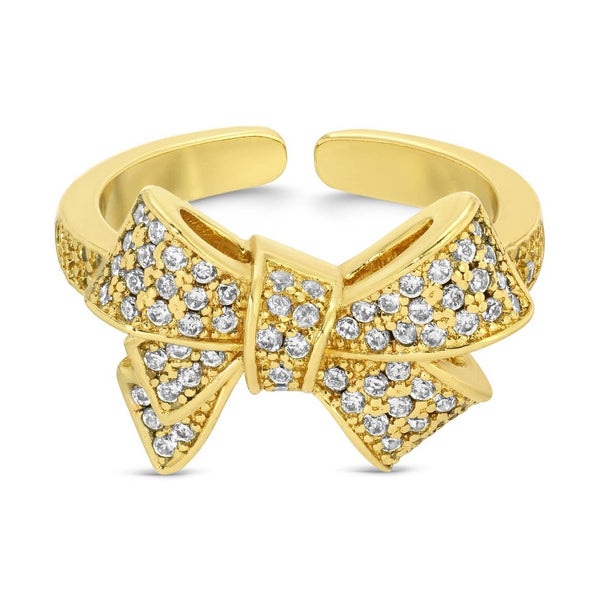 Large Adjust Pave Bow Ring